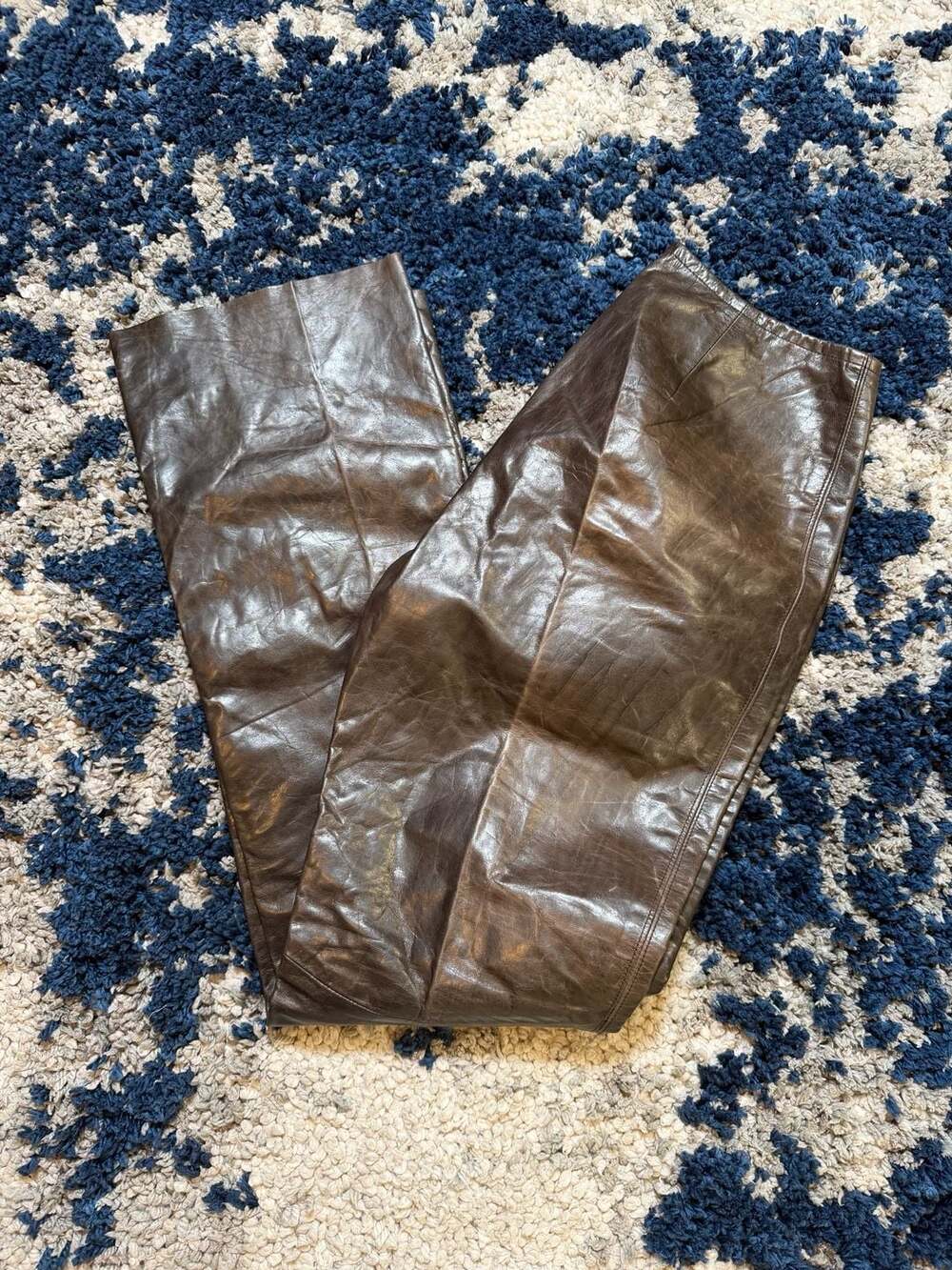 Club Monaco Vintage 100% Leather Side-Zip Straight Leg Pants